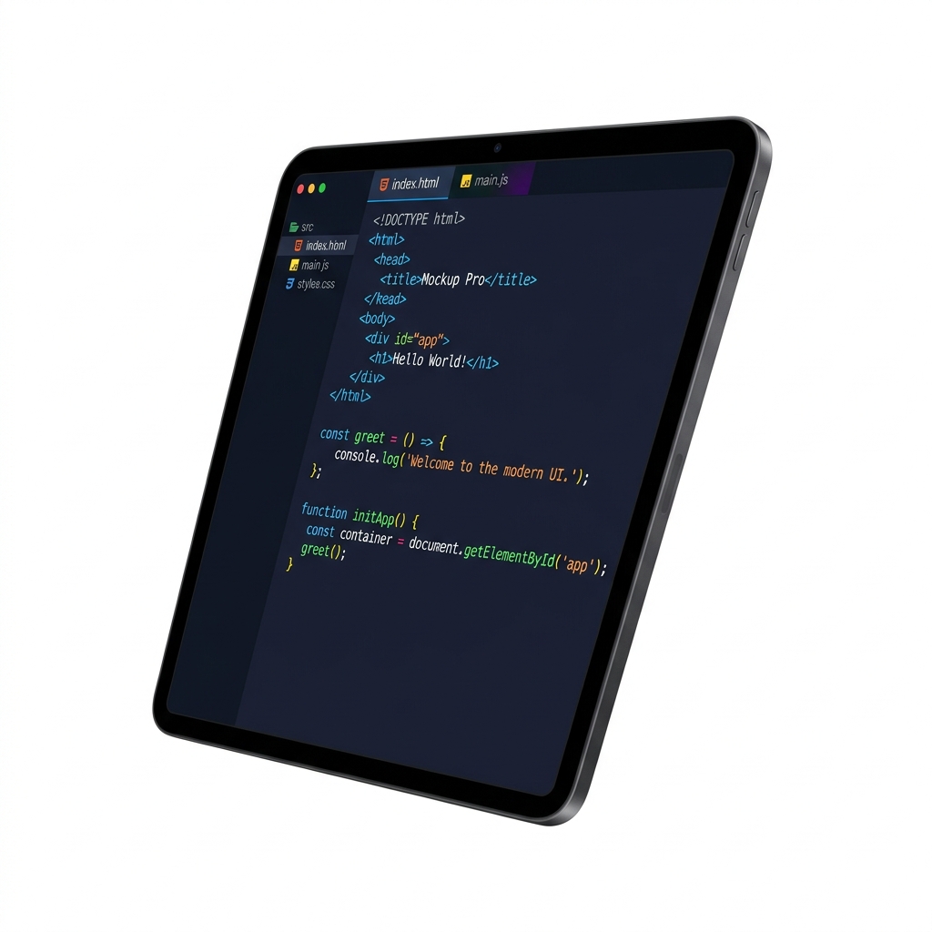 Mobile mockup showing code